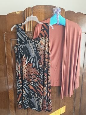 NWOT Sleeveless Print Dress With Swing Cardigan